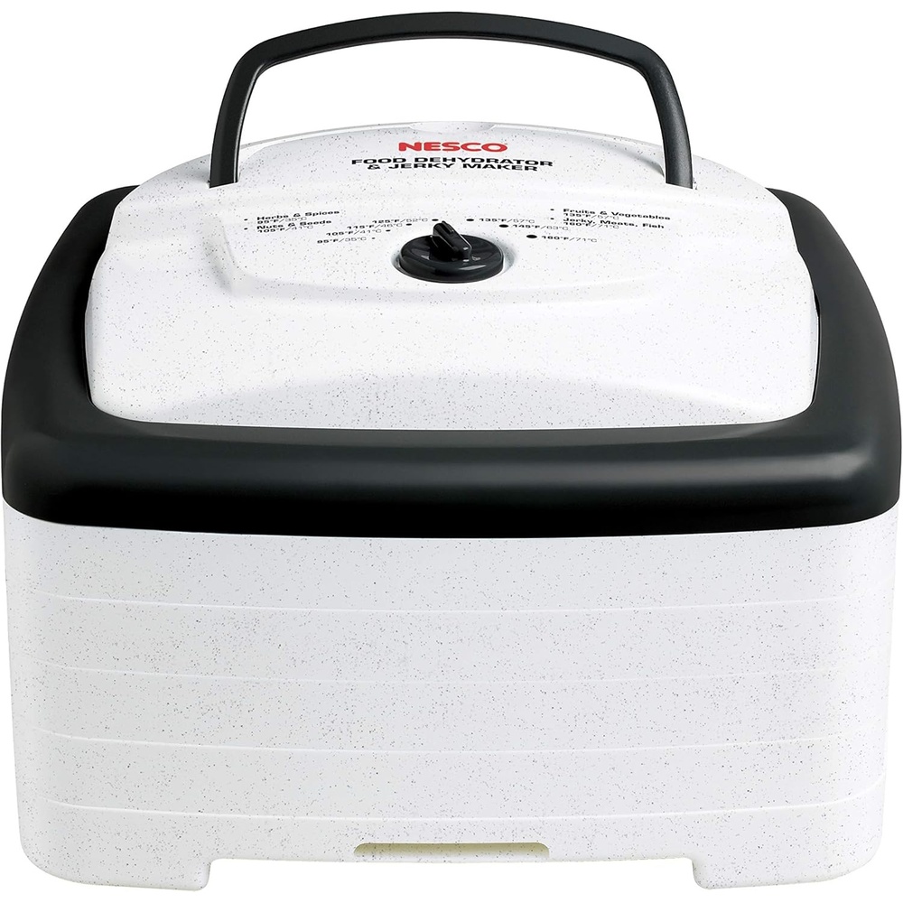 NESCO FD‑80A Square Food Dehydrator for Snacks, Fruit, Beef Jerky, 4‑Tray White Electric Dehydrator with Even Heat Drying(Dehydrator)