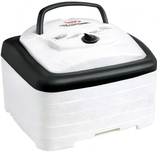 NESCO FD‑80A Square Food Dehydrator for Snacks, Fruit, Beef Jerky, 4‑Tray White Electric Dehydrator with Even Heat Drying(Dehydrator)