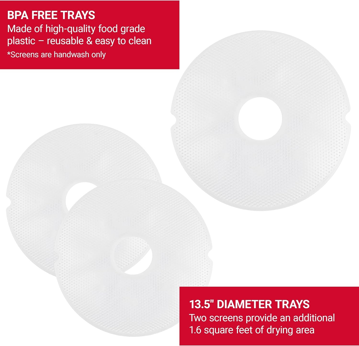 NESCO LM-2-6 Round Plastic Mesh 13 1/2″ Clean-A-Screens, for Dehydrators, (Pack of 2)((Pack of 2))