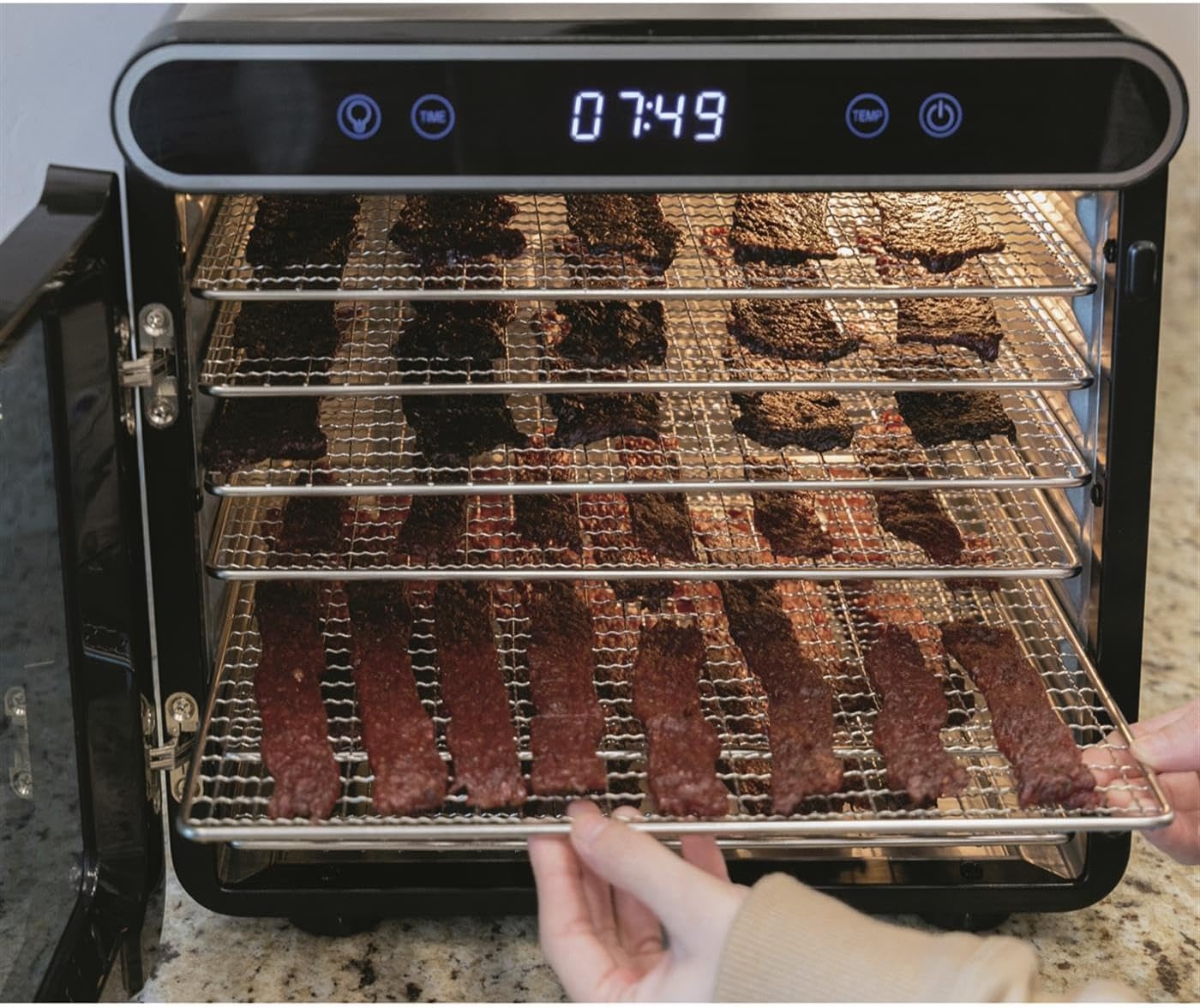 NESCO FD-7SSD Digital Food Dehydrator for Beef Jerky, Dried Fruit and Dog Treats, 7 Stainless Steel Trays, Silver(7 Trays)