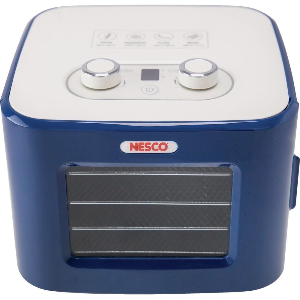 NESCO FD‑41B Snackmaster Food Dehydrator for Easy Home Snacks, Simple Blue Countertop Dehydrator with 4 Trays