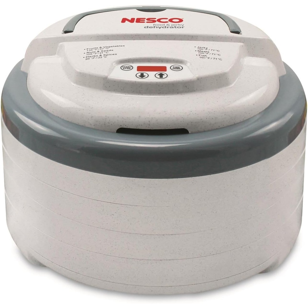 Nesco FD-79 Snackmaster Pro Digital Food Dehydrator for Snacks, Fruit, Beef Jerky, Meat, Vegetables & Herbs, Gray, 4 Trays, 1 Count (Pack of 1),Grey(Dehydrator)