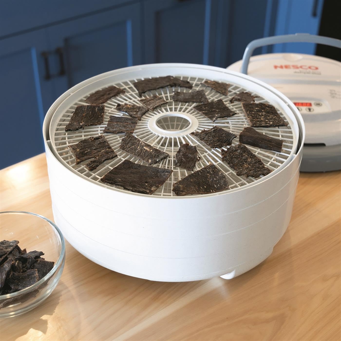 Nesco FD-79 Snackmaster Pro Digital Food Dehydrator for Snacks, Fruit, Beef Jerky, Meat, Vegetables & Herbs, Gray, 4 Trays, 1 Count (Pack of 1),Grey(Dehydrator)