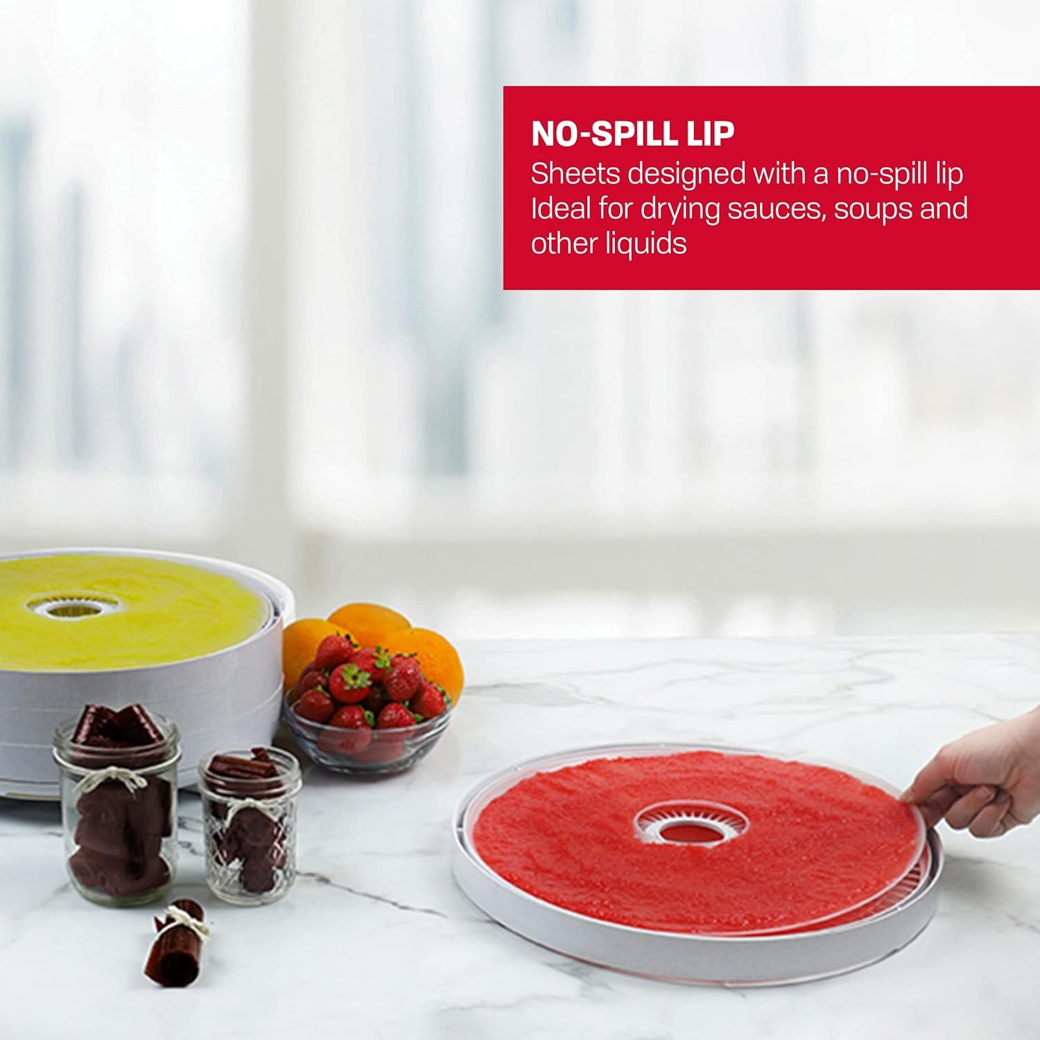 Nesco LSS-2-6 Snackmaster Fruit Roll Sheet for Nesco Food Dehydrators, Great for Drying Sauces, Purees, Soups, and Liquids, Make Fruit Rolls at Home, 2 Count(for Nesco Food Dehydrators)