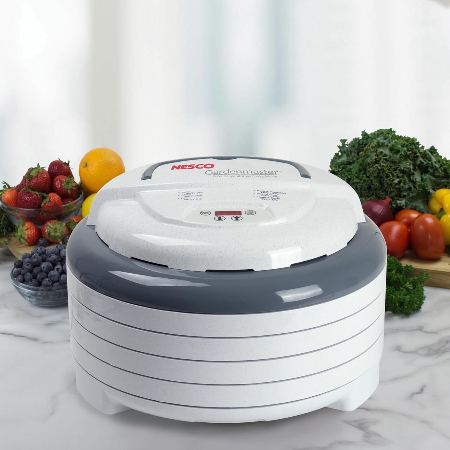 NESCO FD‑1040 Gardenmaster Digital Pro 4 Tray Food Dehydrator for Home Food Preservation, White Electric Dehydrator with Expandable Tray Capacity(Dehydrator)