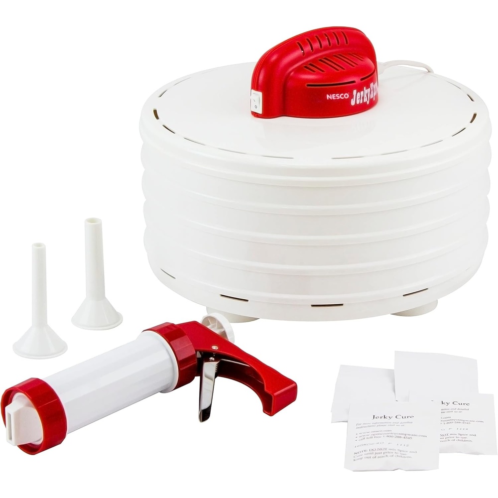 Nesco FD-28JX JerkyXpress Food Dehydrator with Accessories for Beef Jerky, 4 Trays, White(Dehydrator)