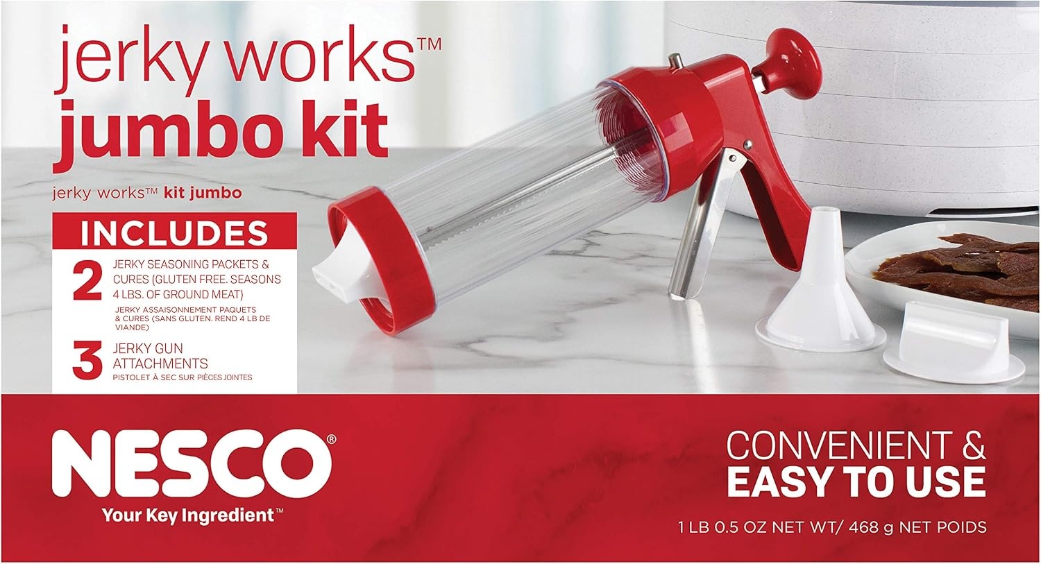 NESCO BJX‑5 Jumbo Jerky Works Kit for Home Jerky Making, Easy‑Use Manual Jerky Press