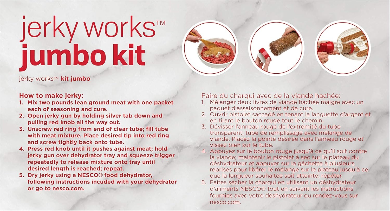NESCO BJX‑5 Jumbo Jerky Works Kit for Home Jerky Making, Easy‑Use Manual Jerky Press
