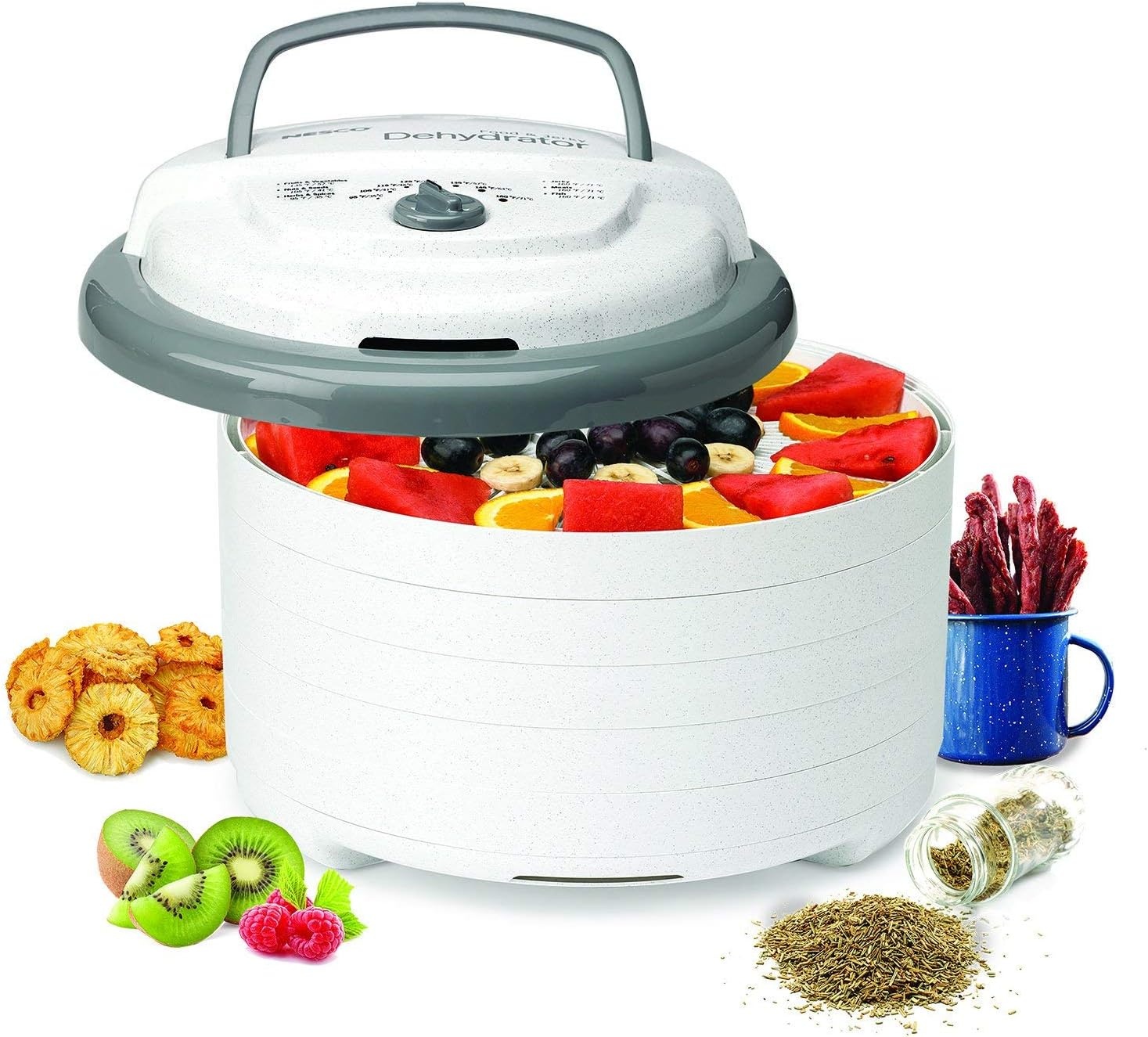 NESCO FD-75A Snackmaster Pro Food Dehydrator, For Snacks, Fruit, Beef Jerky, Gray(Dehydrator)