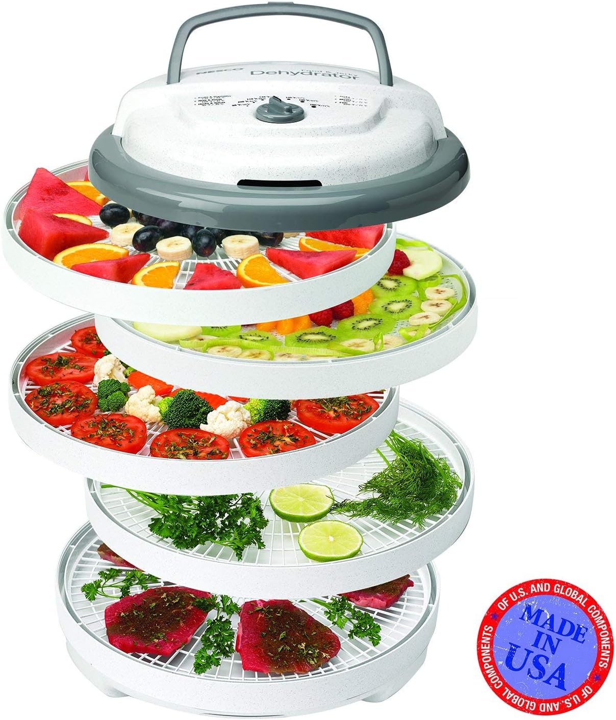 NESCO FD-75A Snackmaster Pro Food Dehydrator, For Snacks, Fruit, Beef Jerky, Gray(Dehydrator)