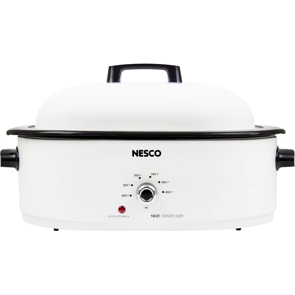 NESCO MWR18‑14 Electric Roaster Oven for Family‑Size Meals, White 18‑Quart Countertop Roaster with Adjustable Temperature Control(White)