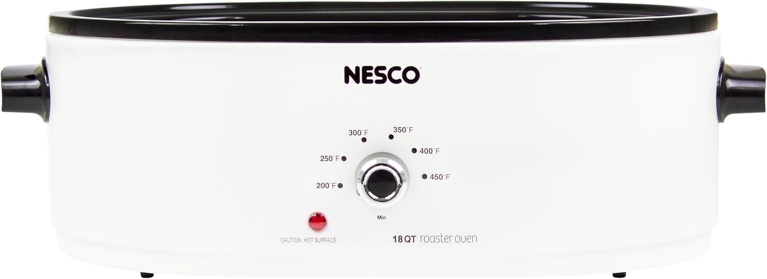 NESCO MWR18‑14 Electric Roaster Oven for Family‑Size Meals, White 18‑Quart Countertop Roaster with Adjustable Temperature Control(White)