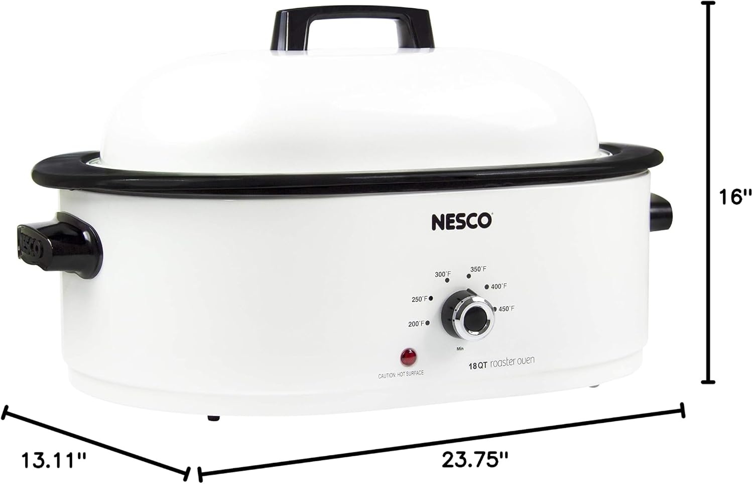 NESCO MWR18‑14 Electric Roaster Oven for Family‑Size Meals, White 18‑Quart Countertop Roaster with Adjustable Temperature Control(White)