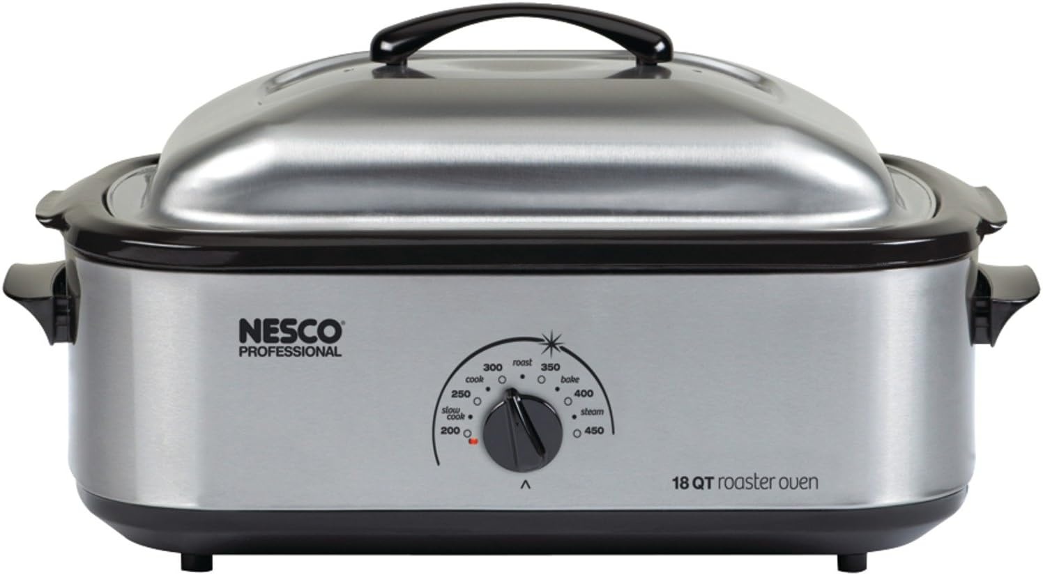 NESCO 4816‑14 Electric Roaster Oven for Everyday Home Cooking, White 6‑Quart Countertop Roaster with Porcelain Coated Steel Cookwell(Stainless Steel)