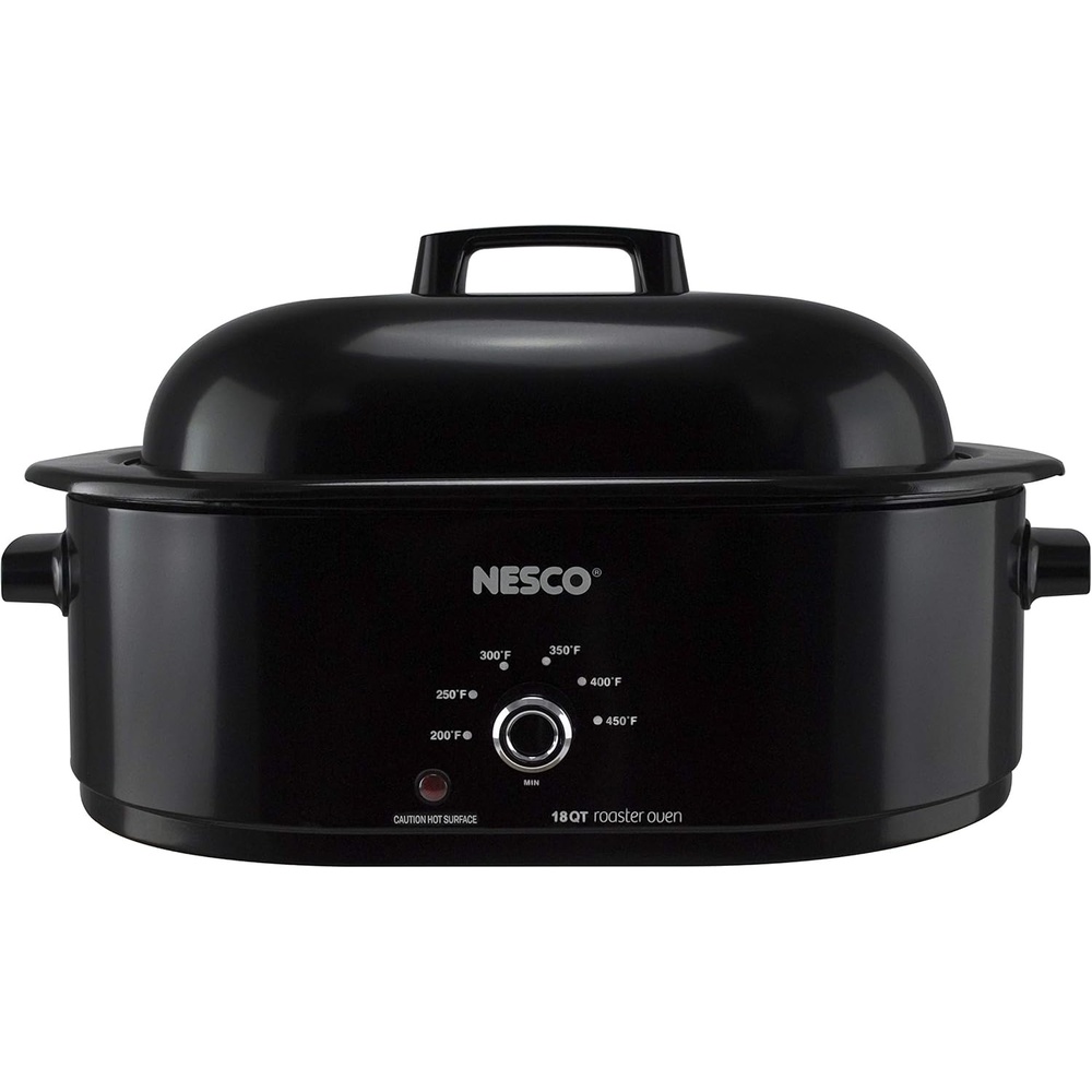 NESCO MWR18‑14 Electric Roaster Oven for Family‑Size Meals, White 18‑Quart Countertop Roaster with Adjustable Temperature Control(Black)