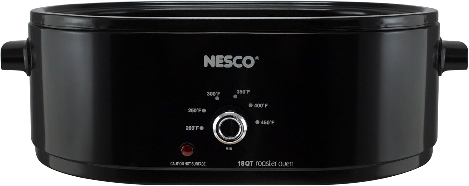NESCO MWR18‑14 Electric Roaster Oven for Family‑Size Meals, White 18‑Quart Countertop Roaster with Adjustable Temperature Control(Black)