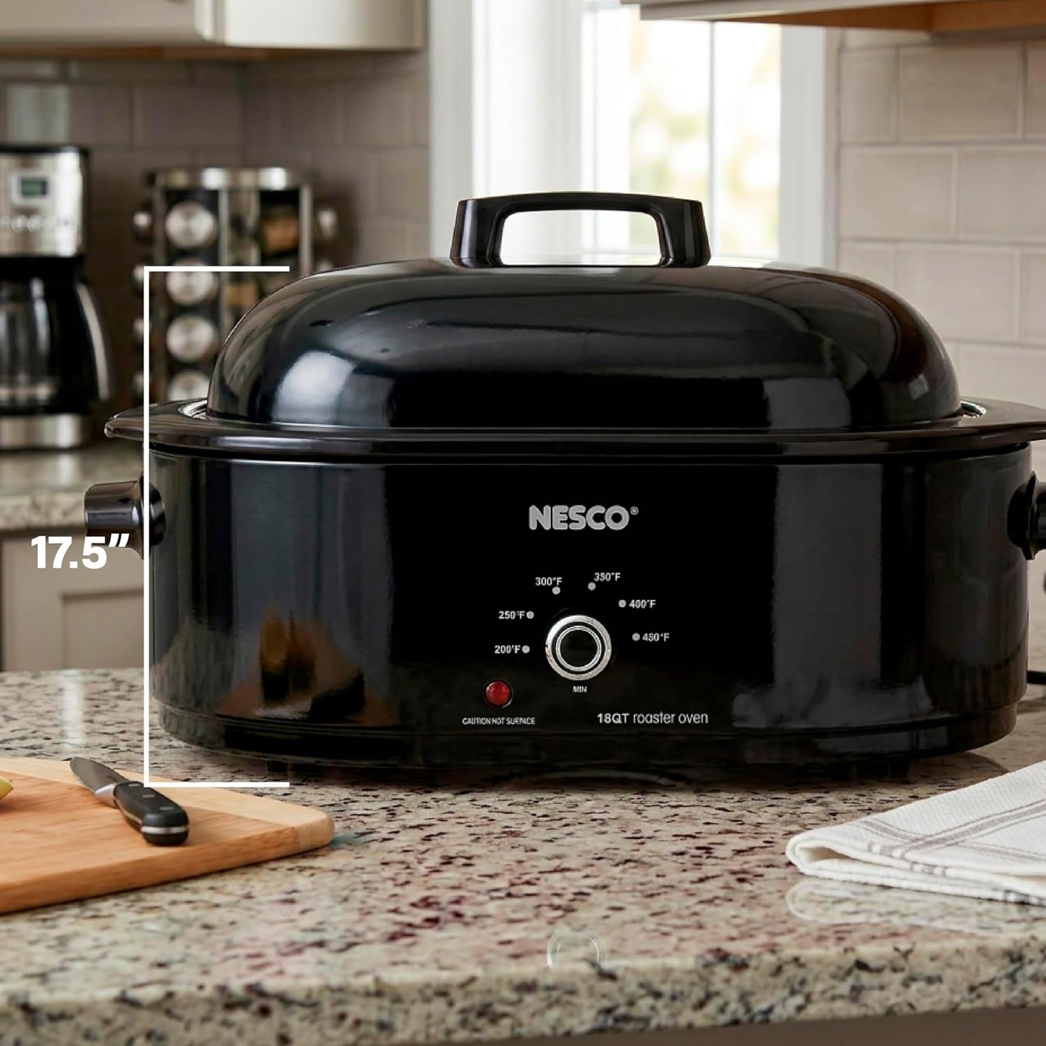 NESCO MWR18‑14 Electric Roaster Oven for Family‑Size Meals, White 18‑Quart Countertop Roaster with Adjustable Temperature Control(Black)