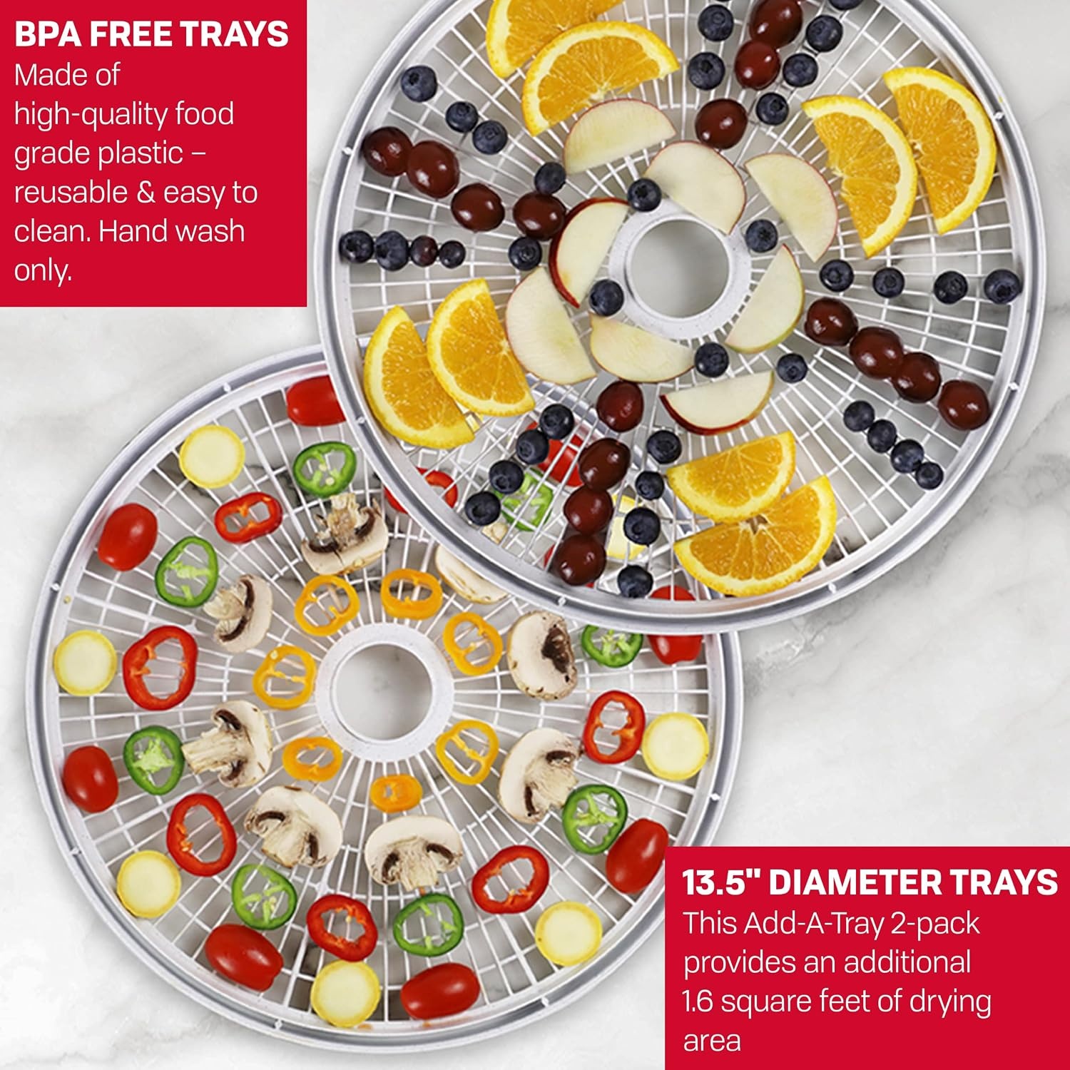 Nesco FD-61 Snackmaster Encore Food Dehydrator + Nesco LT-2SG Snackmaster Add-a-Tray, Set of 2