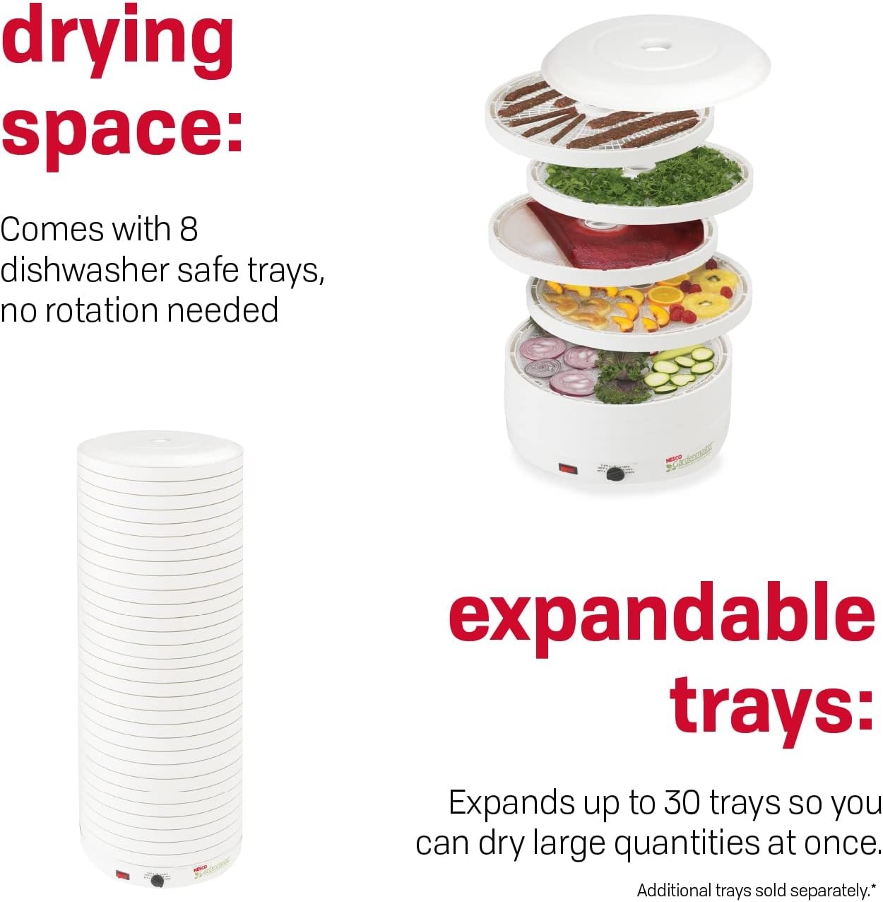 Nesco FD-1018A Gardenmaster Pro Food Dehydrator + Nesco TR-2 Add-A-Tray, Set of 2