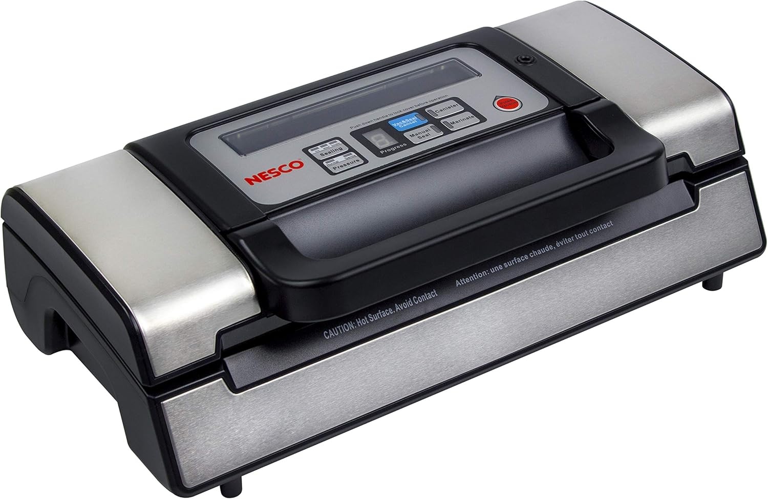 NESCO VS-12, Deluxe Vacuum Sealer with Bag Starter Kit and Viewing Lid, Compact Design, Silver & VS-07V, Vacuum Sealer Bags, Variety Pack, Clear(Vacuum Sealer + Rolls)