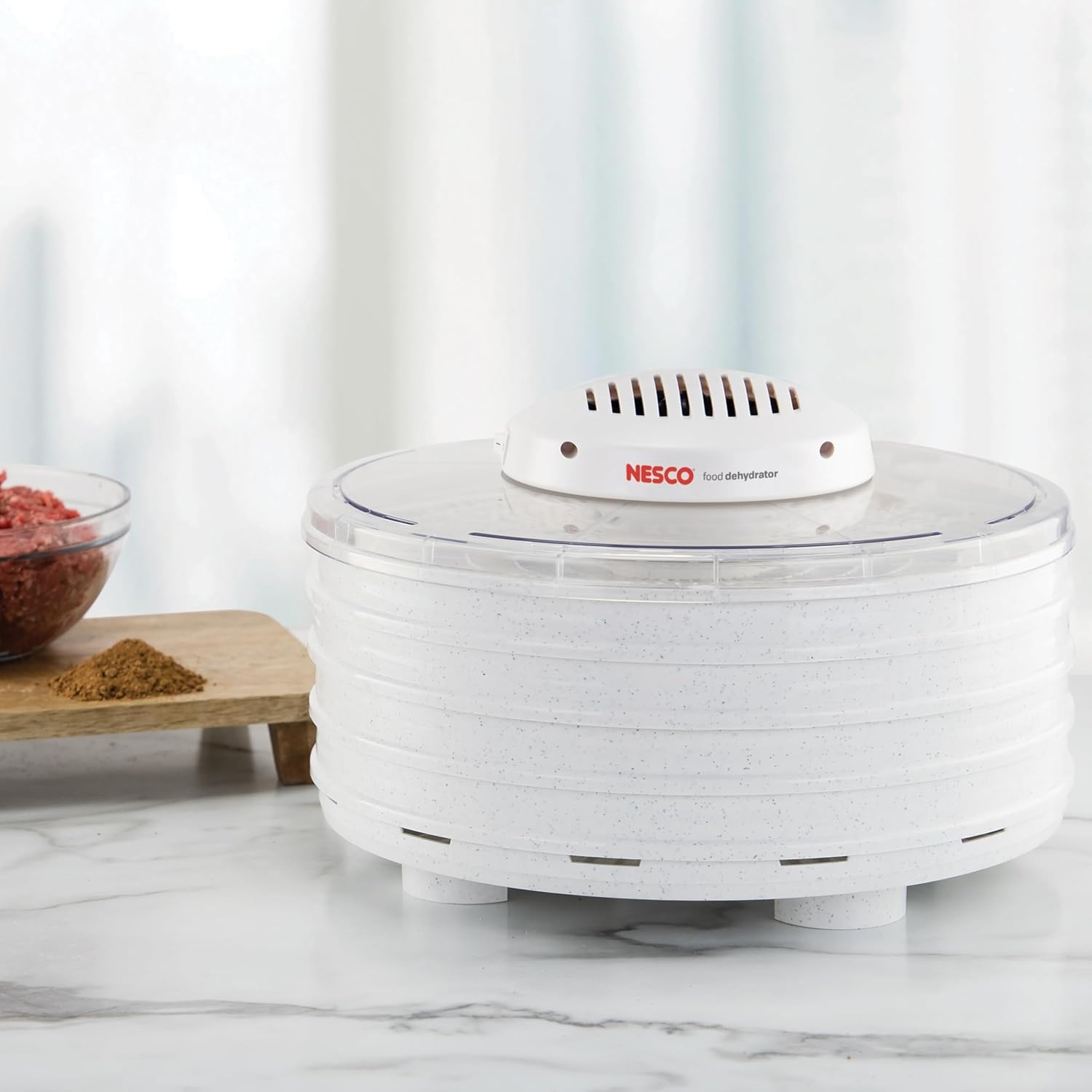 NESCO FD-37 Food Dehydrator, For Snacks, Fruit, Beef Jerky,White/Clear, 4 Trays(Dehydrator)