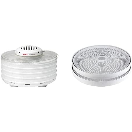 Nesco FD-37A Food Dehydrator + Nesco WT-2SG, Add-a-Tray for Dehydrator FD-37, Gray Speckled, Set of 2