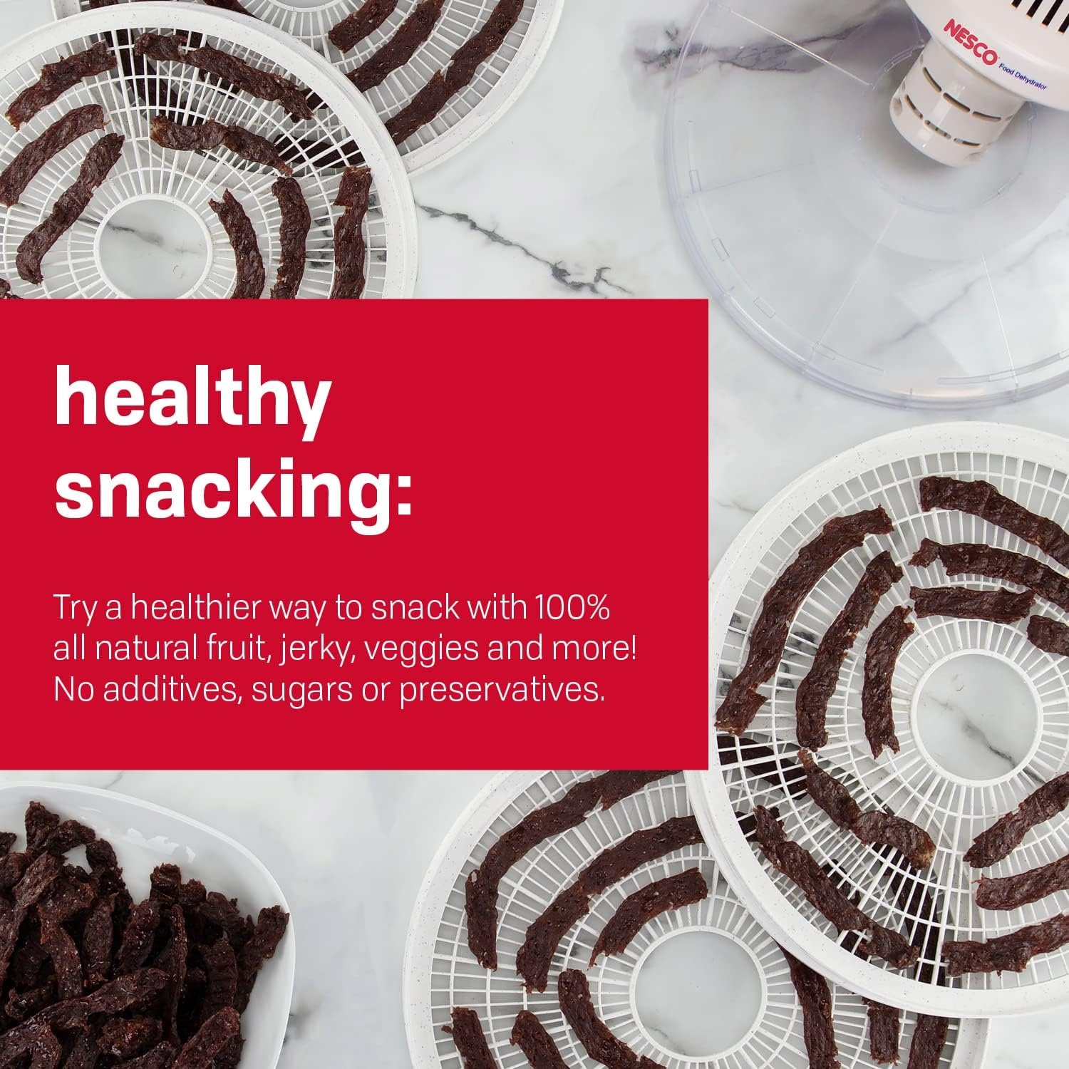 Nesco FD-37A Food Dehydrator + Nesco WT-2SG, Add-a-Tray for Dehydrator FD-37, Gray Speckled, Set of 2