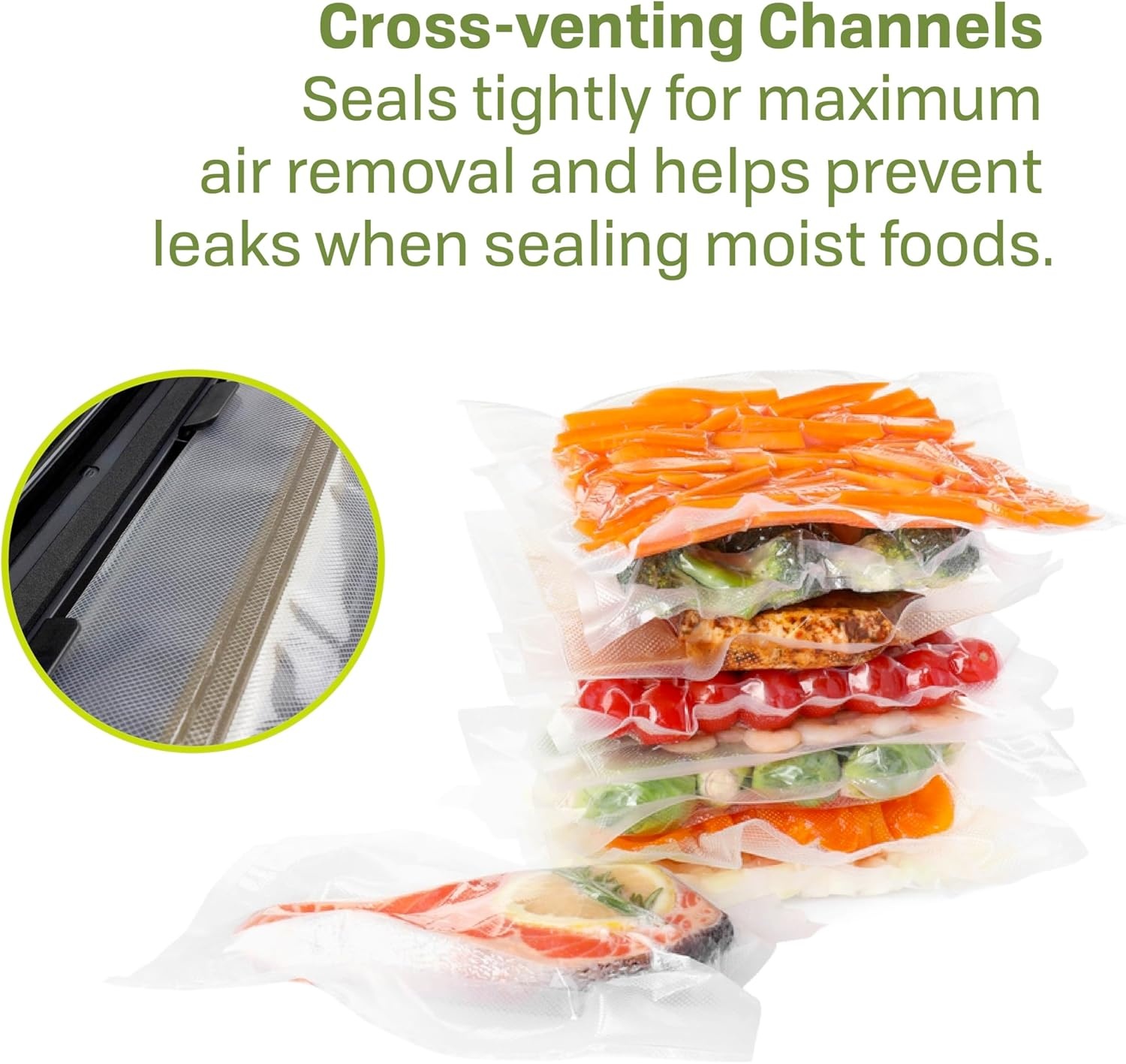 Nesco VS-07V Vacuum Sealer Bag Variety Pack, Bag/Roll Combo, Clear