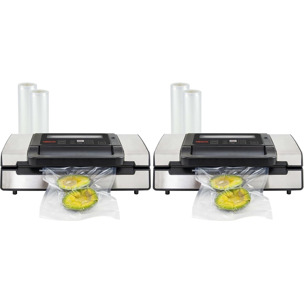 Nesco Deluxe Food VS-12 Vacuum Sealer, 130 Watts, Kit Bags & Viewing Lid, Compact, Silver(Vacuum Sealer)