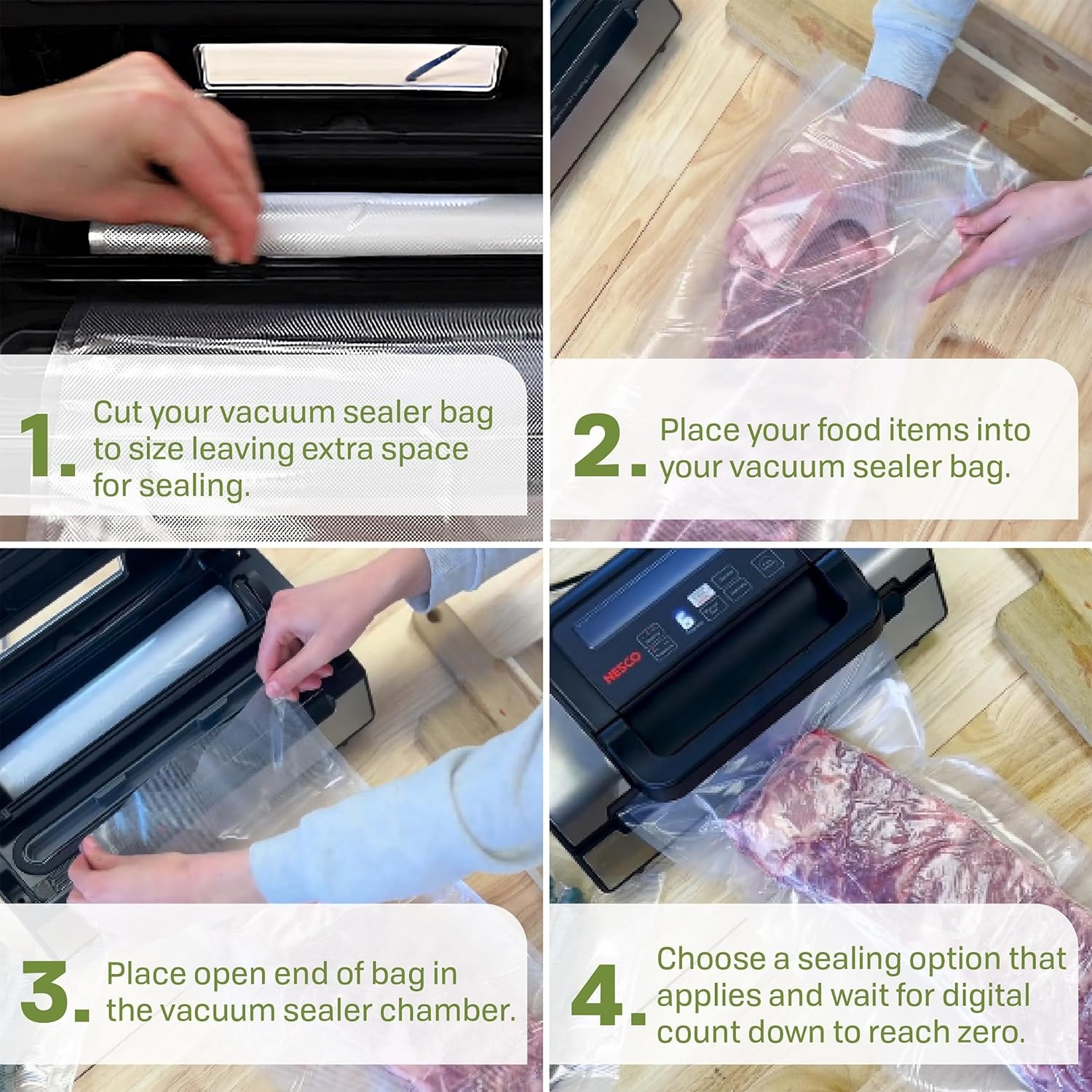 Nesco Deluxe Food VS-12 Vacuum Sealer, 130 Watts, Kit Bags & Viewing Lid, Compact, Silver(Vacuum Sealer)