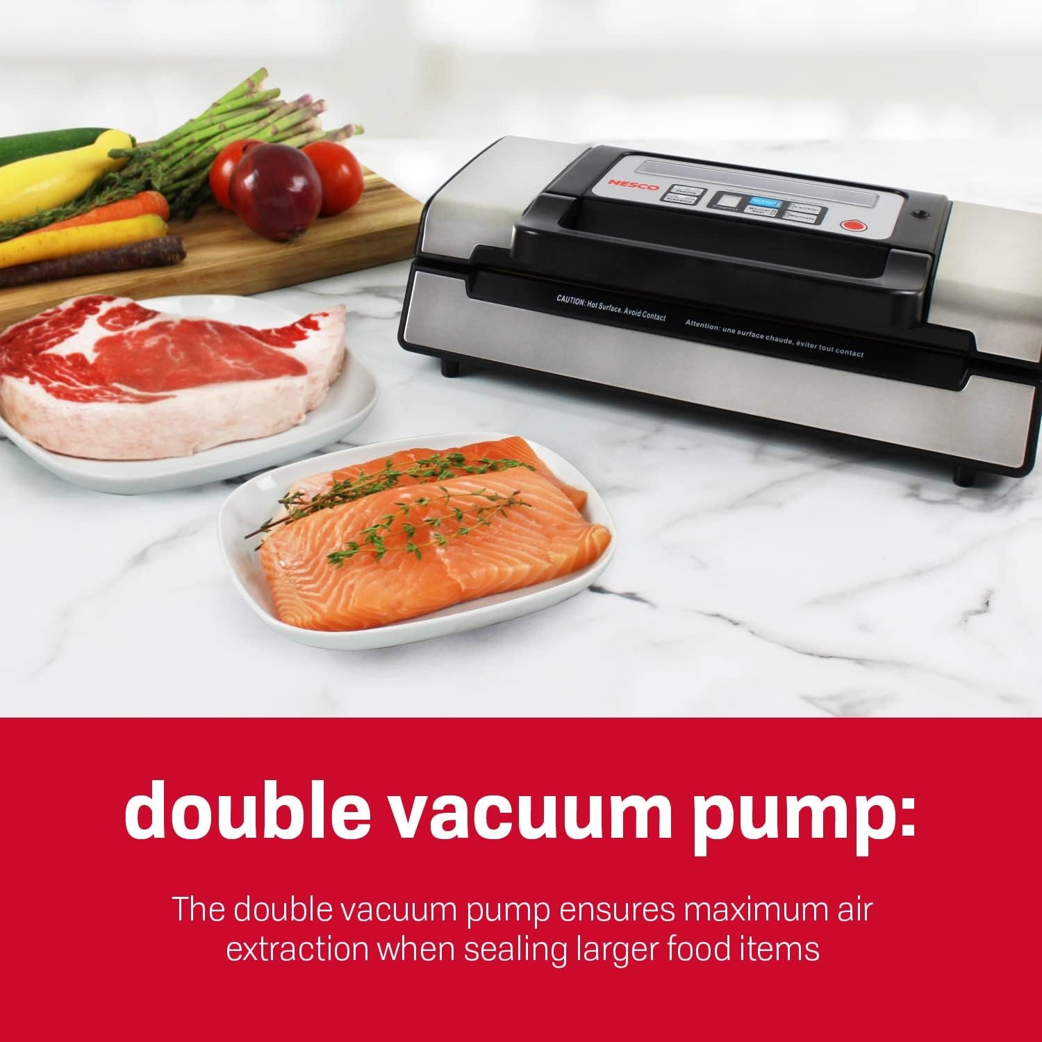 Nesco Deluxe Food VS-12 Vacuum Sealer, 130 Watts, Kit Bags & Viewing Lid, Compact, Silver(Vacuum Sealer)