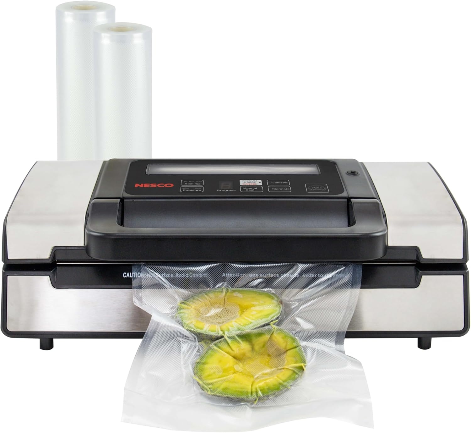Nesco Deluxe Food VS-12 Vacuum Sealer, 130 Watts, Kit Bags & Viewing Lid, Compact, Silver(Vacuum Sealer)