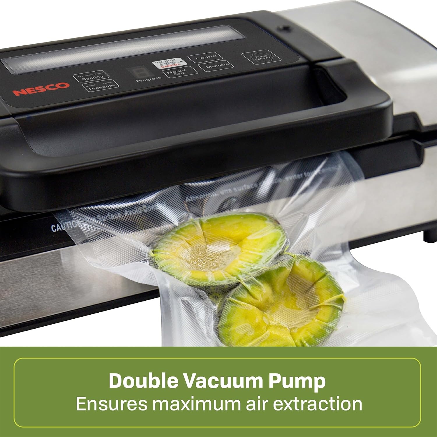 Nesco Deluxe Food VS-12 Vacuum Sealer, 130 Watts, Kit Bags & Viewing Lid, Compact, Silver(Vacuum Sealer)