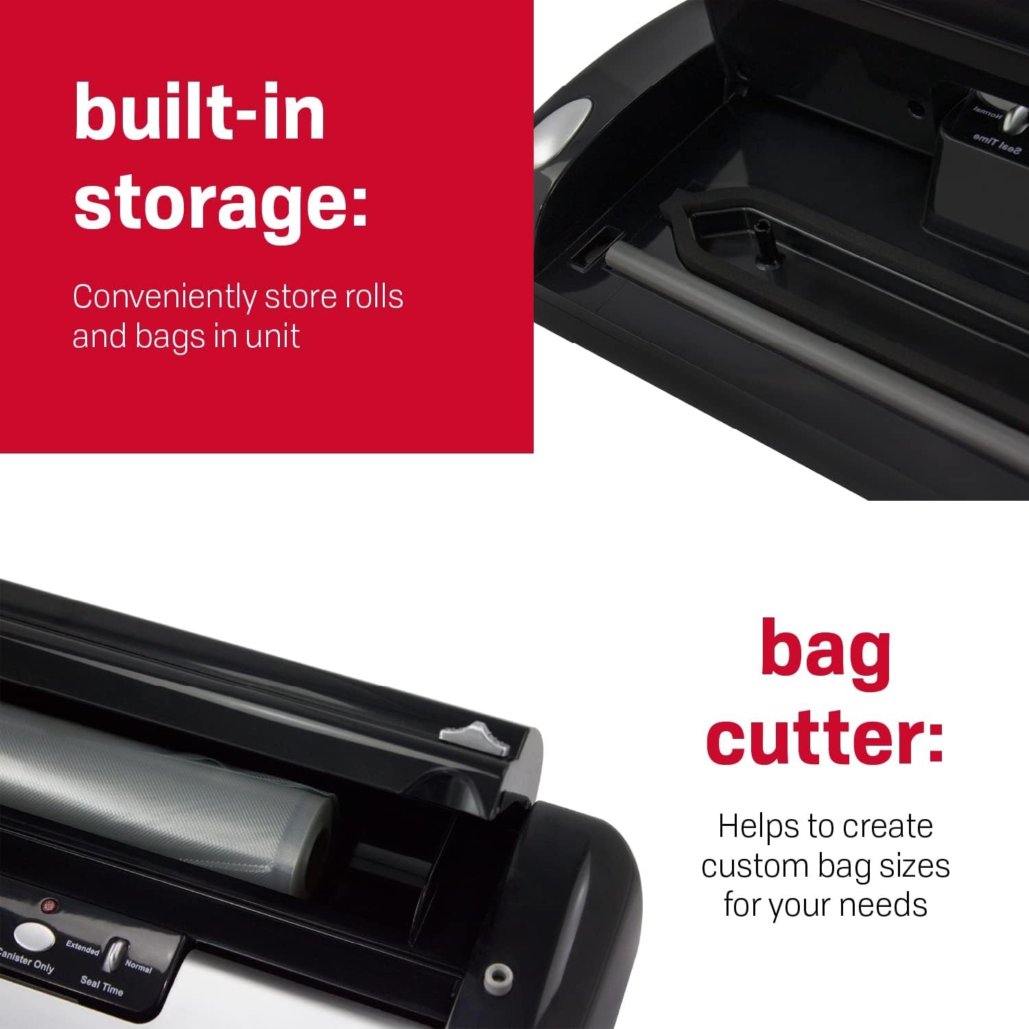 NESCO VS-02 Food Starter Kit with Automatic Shut-Off and Vacuum Sealer Bags, Black 18.25 X 5.25 X 11.5(Vacuum Sealer)