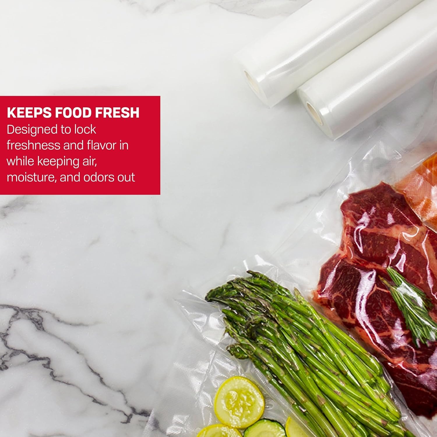 NESCO VS-03R Vacuum Sealer Bags for Home Food Storage, Liquid‑Friendly Bags Safe for Microwave and Sous‑Vide Cooking(Vacuum Seal Rolls)