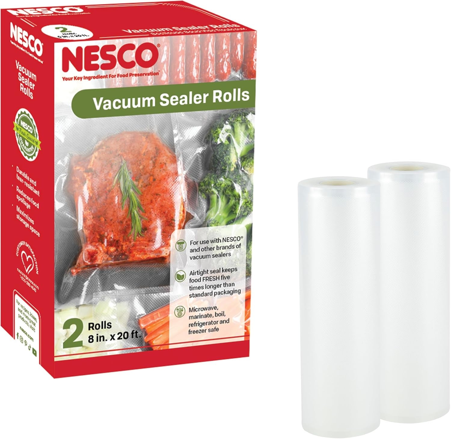 NESCO VS-03R Vacuum Sealer Bags for Home Food Storage, Liquid‑Friendly Bags Safe for Microwave and Sous‑Vide Cooking(Vacuum Seal Rolls)