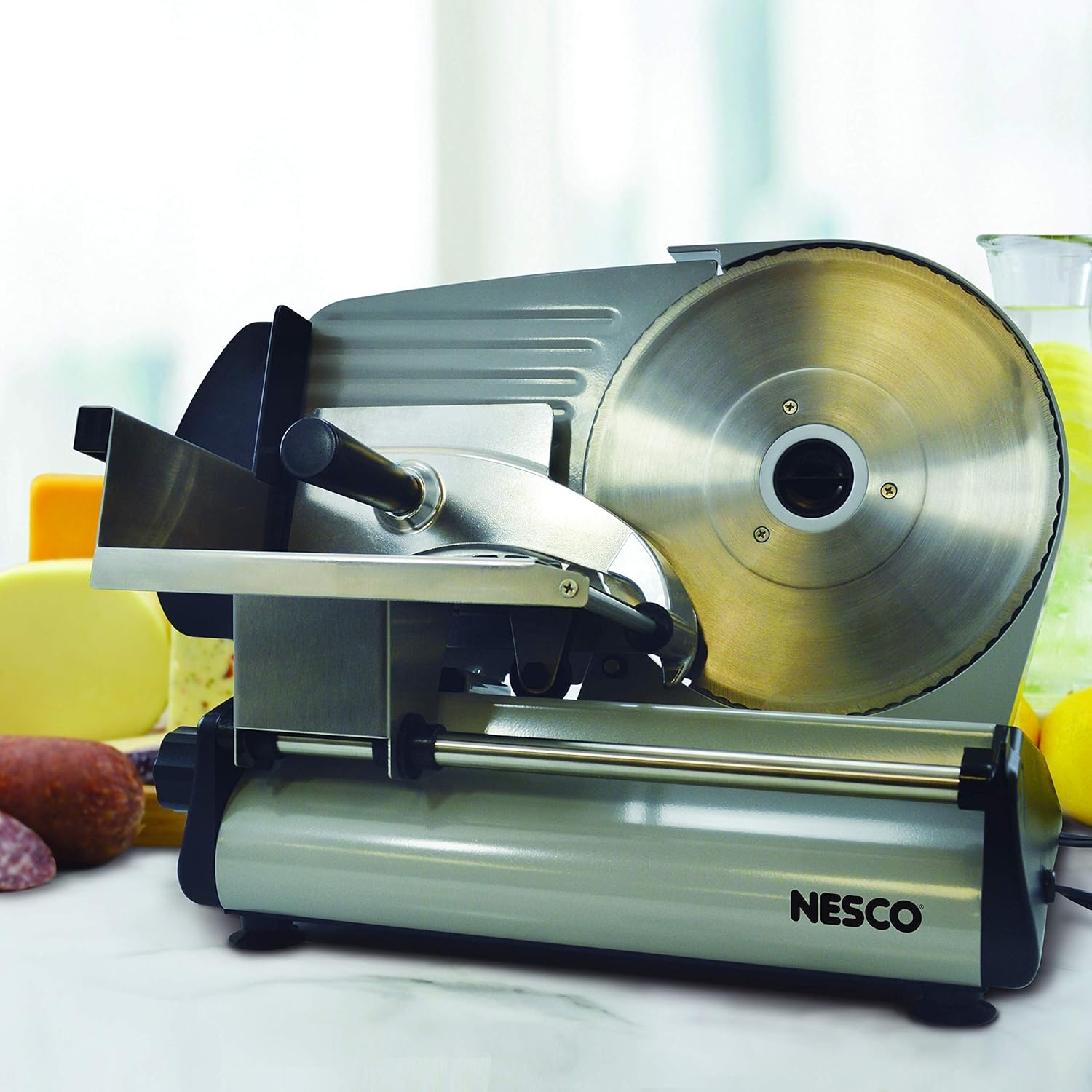 NESCO Stainless Steel Food Slicer Adjustable Thickness, 8.7″,Silver