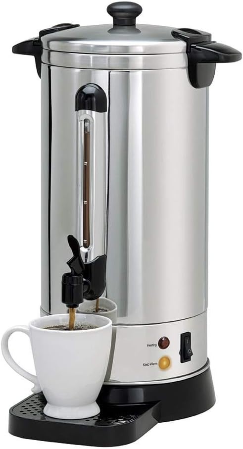 NESCO CU‑50 Electric Coffee Urn for Events and Offices, 50‑Cup Stainless Steel Brewer with Double‑Wall Heat Insulation(50 Cups)