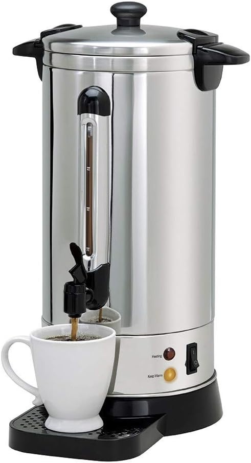 NESCO CU‑50 Electric Coffee Urn for Events and Offices, 50‑Cup Stainless Steel Brewer with Double‑Wall Heat Insulation(50 Cups)